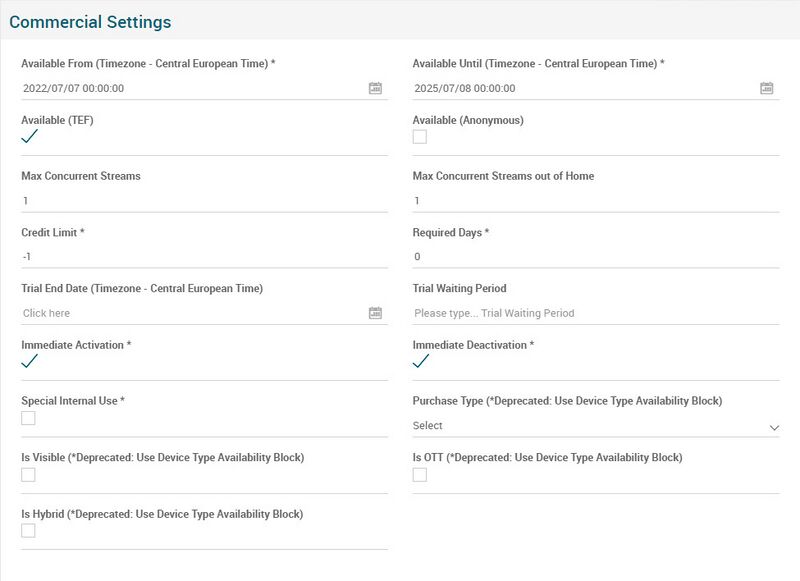 Commercial Settings Block